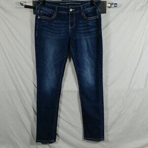 Vanity Women's Blue Embroidery Rhinestone Cowgirl Designer Skinny Jeans Size XL